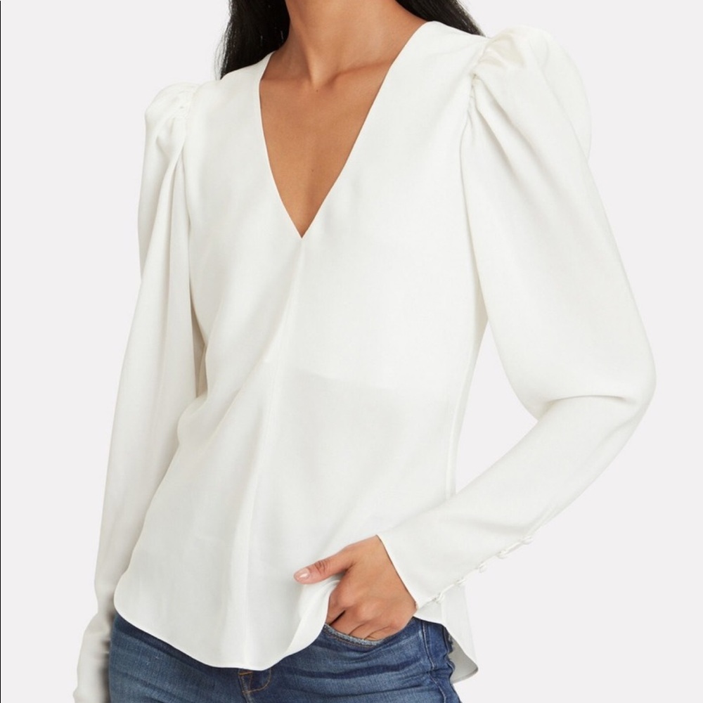 FRAME Silk Balloon Sleeve Blouse